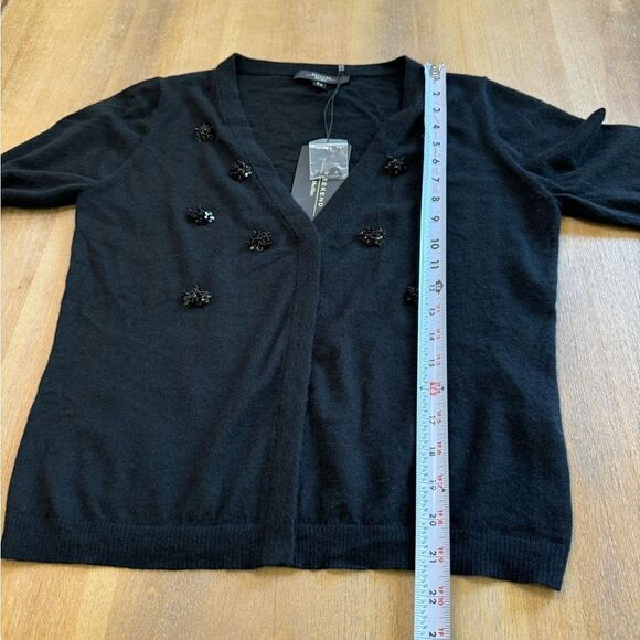 MaxMara Weekend‎ Cashmere Wool Blend Cardigan with Floral Beading Detail - Picture 4 of 12